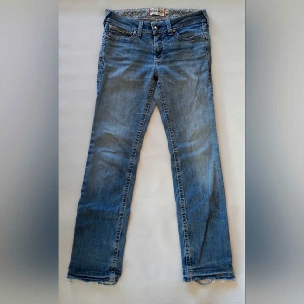 Ariat Real Denim Jeans Sz 30R Raw Hem Bootcut Light Wash Mid Rise